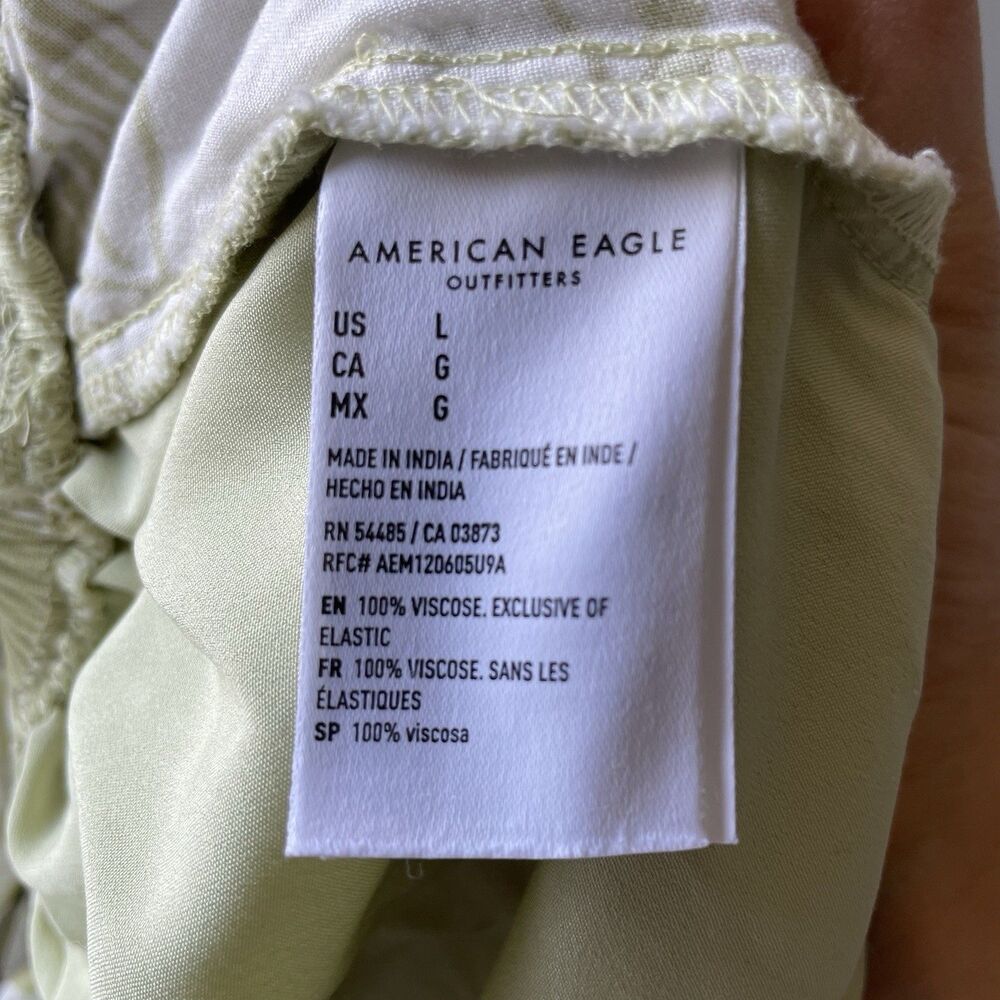 American Eagle Jumpsuit Tropical Floral Print Green White Backless Women's Large - Picture 13 of 13